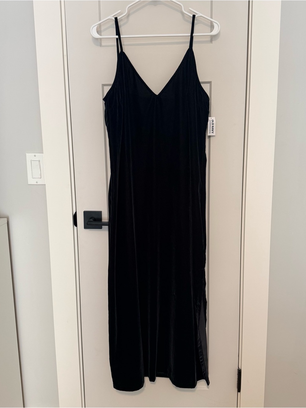 NWT Old Navy Black Velvet Slip Maxi Dress